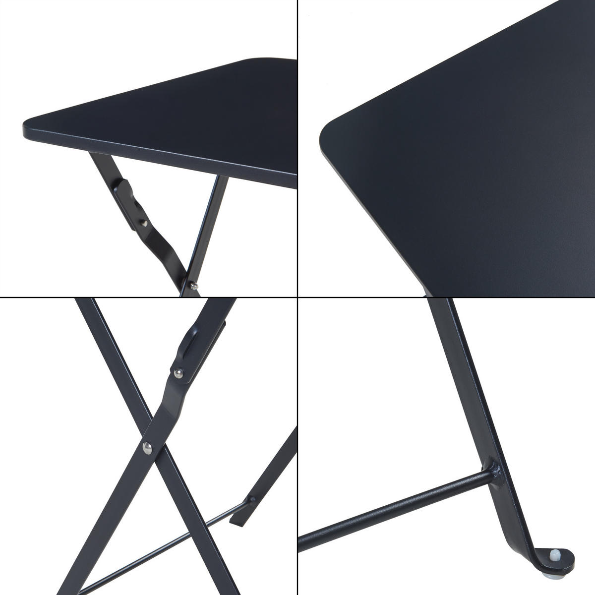 GARTENKLAPPTISCH Vegårshei - Schwarz, Metall (40/40/45cm) - [en.casa]
