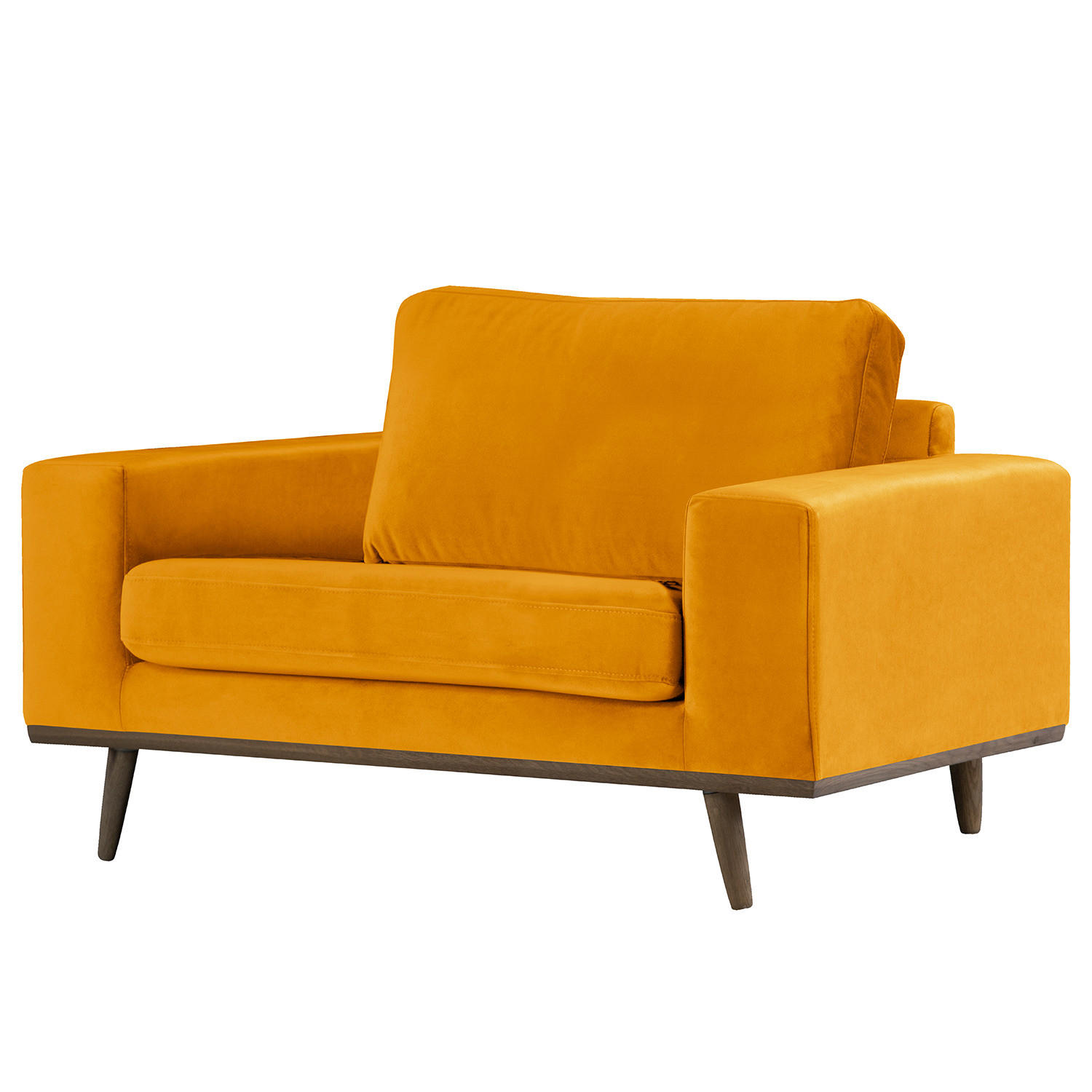 SESSEL - Eichefarben/Gelb, Textil (122/81/88cm) - home24