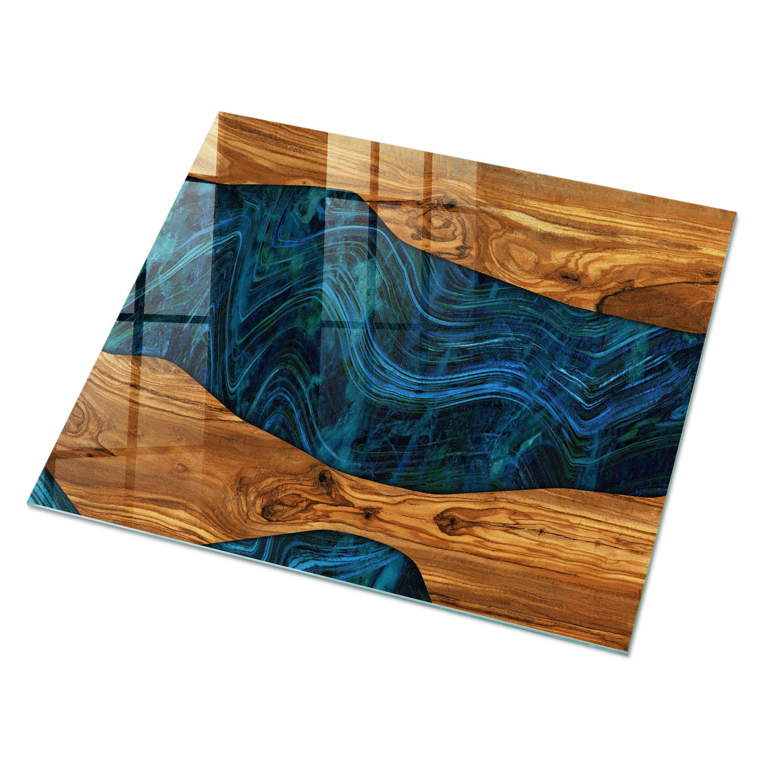 GLASPLATTE 80x60 cm – Holzwellen - Braun, Glas (0.4/80/60cm) - ArtPrintCave