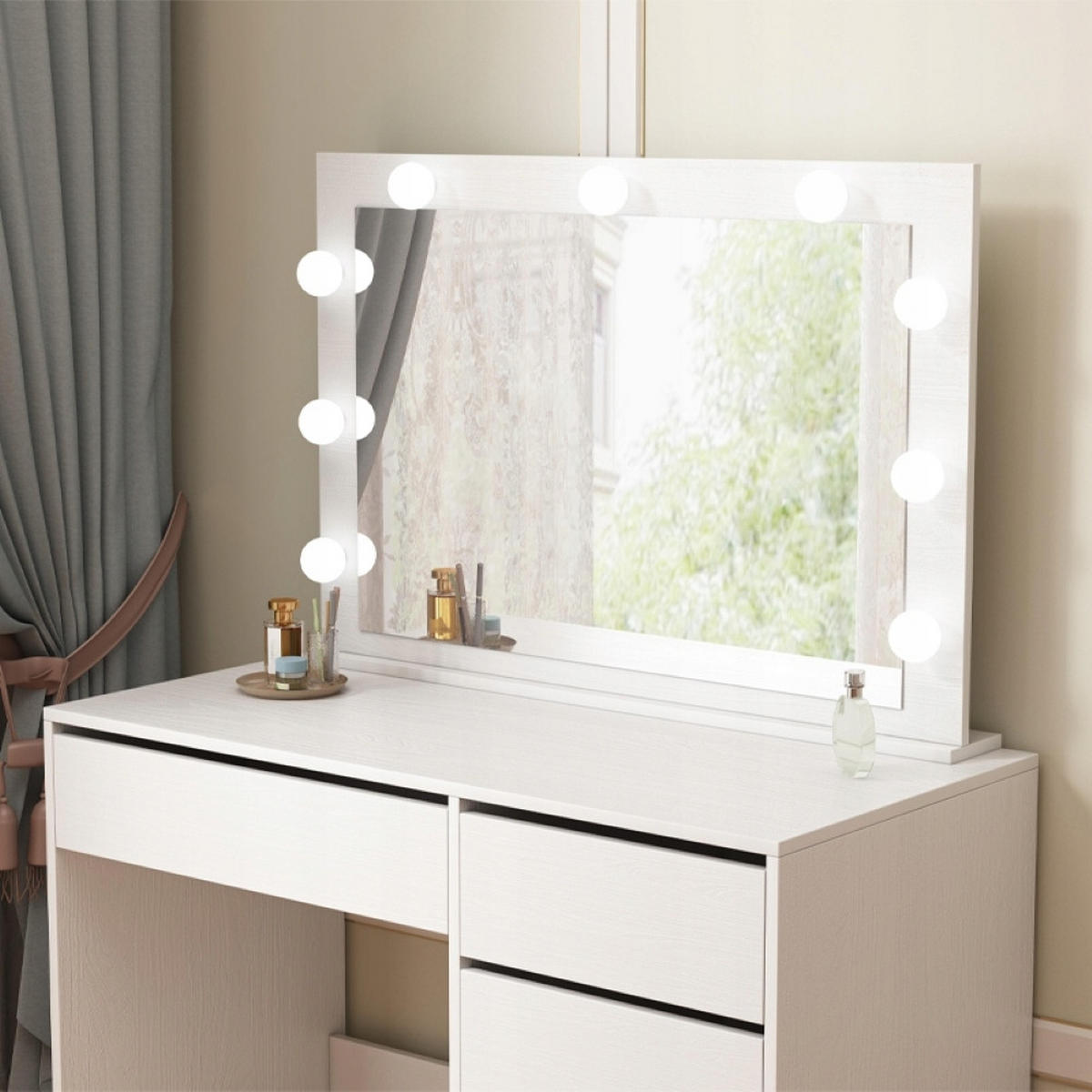 KOSMETIKTISCH weiß 142x100x50 cm - Weiß, Holzwerkstoff (100/142/50cm)