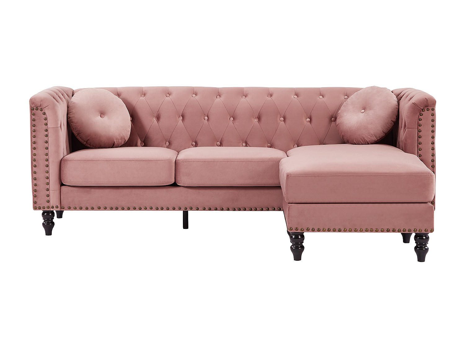 SOFA ohne Schlafmöglichkeit - 4 Personen - Samt, Stoff - Rosa - - Pink, Textil (222/78/144cm) - Vente-Unique