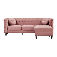 SOFA ohne Schlafmöglichkeit - 4 Personen - Samt, Stoff - Rosa - - Pink, Textil (222/78/144cm) - Vente-Unique