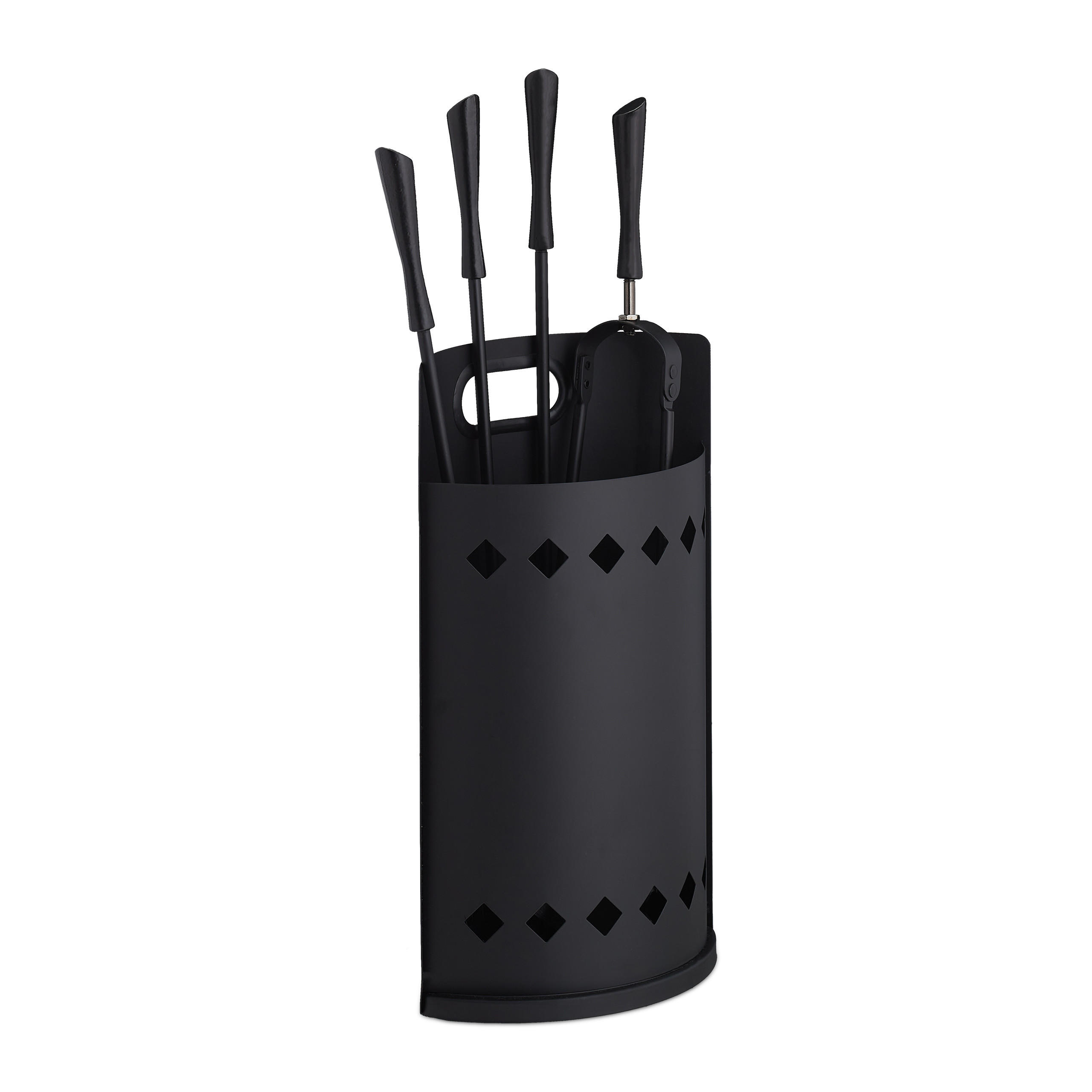 KAMINBESTECK - Schwarz, Textil/Metall (25.5/61/15cm) - Relaxdays