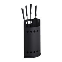 KAMINBESTECK - Schwarz, Textil/Metall (25.5/61/15cm) - Relaxdays