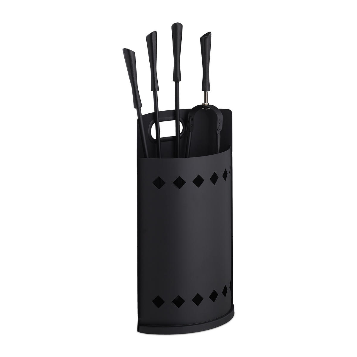 KAMINBESTECK - Schwarz, Textil/Metall (25.5/61/15cm) - Relaxdays