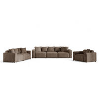SOFASET Megan 3-2-1 In Poso - Mokka, Holzwerkstoff/Textil (327/75/98cm) - Fun Möbel