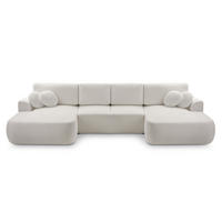 WOHNLANDSCHAFT FILO Beige Boucle-Stoff mit Schlaffunktion - Beige, Holz (364/87/168cm) - MASSENO