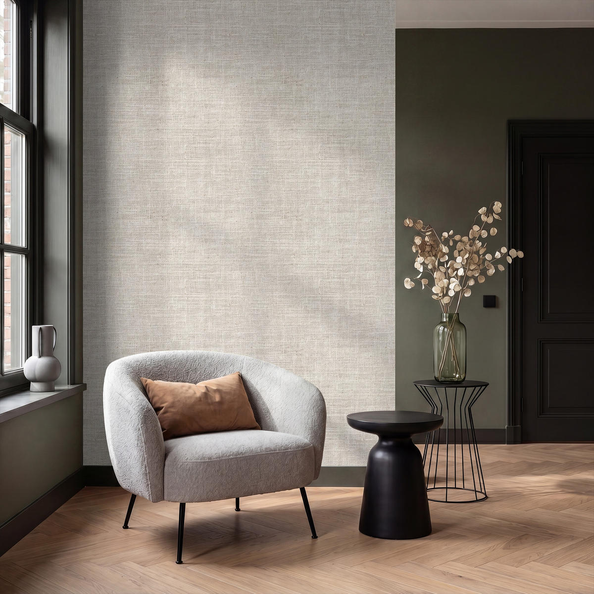 TAPETE - Leinen - Textur - Beige - 160x240 cm - Creme, Papier (160/240cm) - OnlyWow
