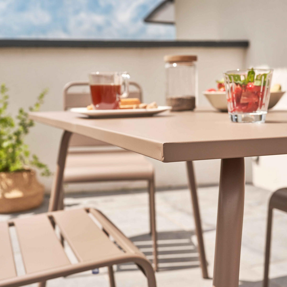 GARTENSET 5-tlg., Taupe - Taupe, Metall - Oviala