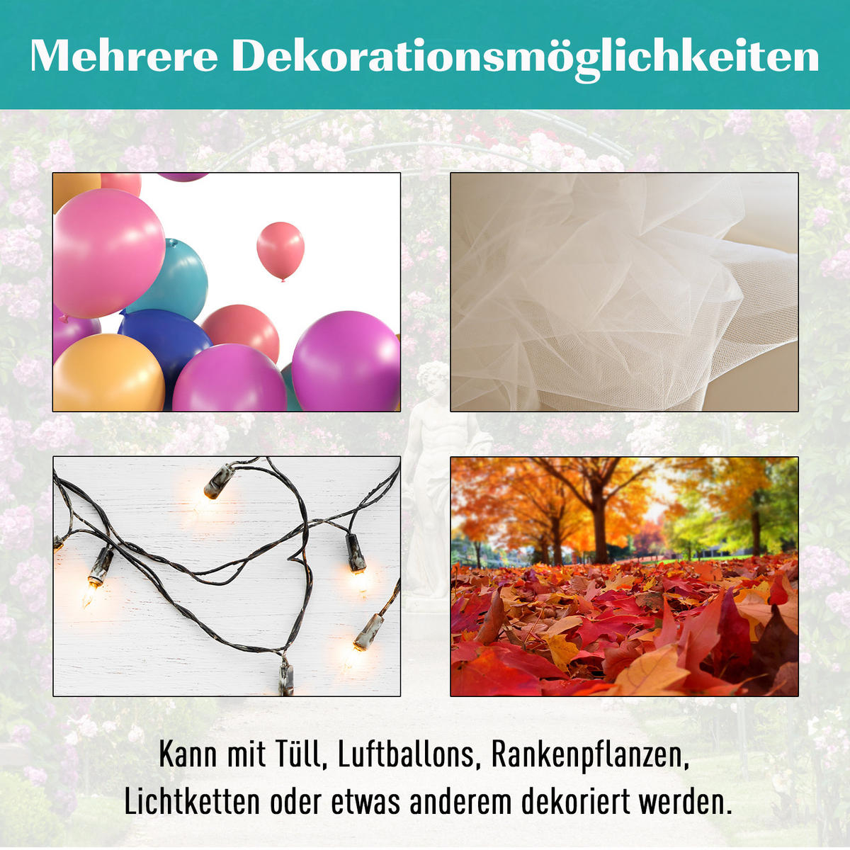 SITZBANK, Bogendach, 154 x 60 x 205 cm, Metall, Schwarz - Schwarz, Metall (154/205/60cm) - Outsunny