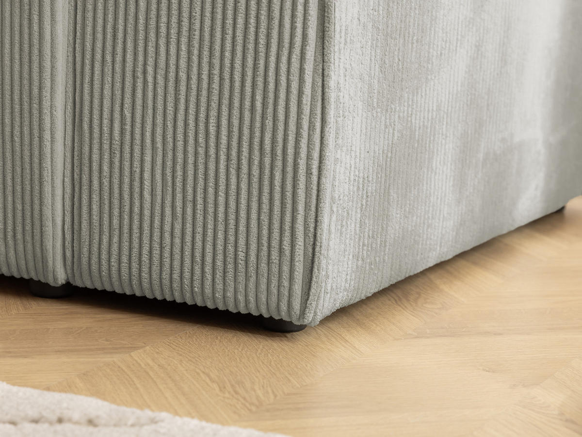 ECKSOFA Rivio mit Schlaffunktion und Bettkasten, Cordstoff Taupe - Taupe/Schwarz, Holz/Kunststoff (149/262cm) - S-Style