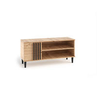 TV-SCHRANK Laura 120 cm mit Lamellen und Scharniertür, Eiche Artisan, schwarz - Schwarz/Eiche Artisan, Holz/Kunststoff (120/54/40cm) - Margaret Hadas24