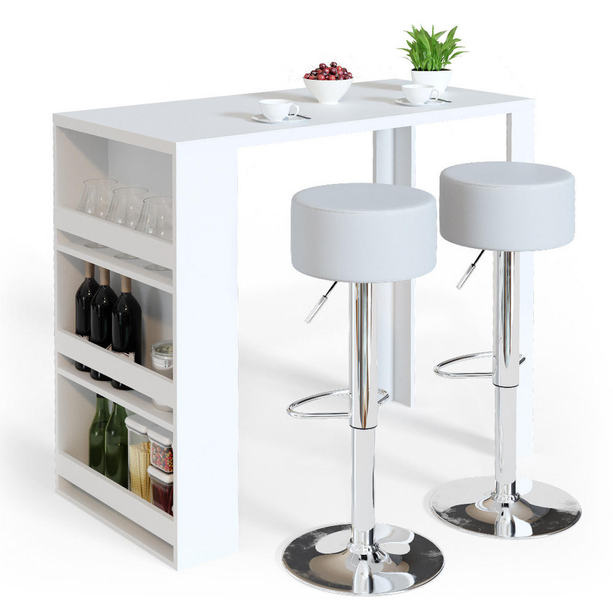 BARTISCH Weiß 57 x 117 cm - Weiß, Holzwerkstoff (57/106/117cm) - Vicco