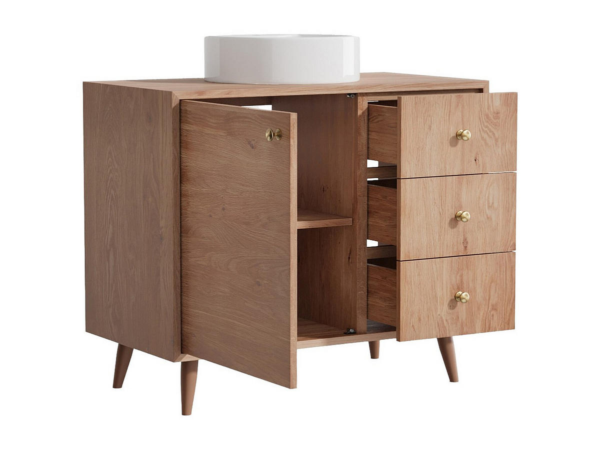 EINZELWASCHTISCH - 93 cmcm x 50 cmcm - Holz, Platte - Naturfarben Hell - ZARENO - Naturfarben, Holz (93/80.5/50cm) - Vente-Unique