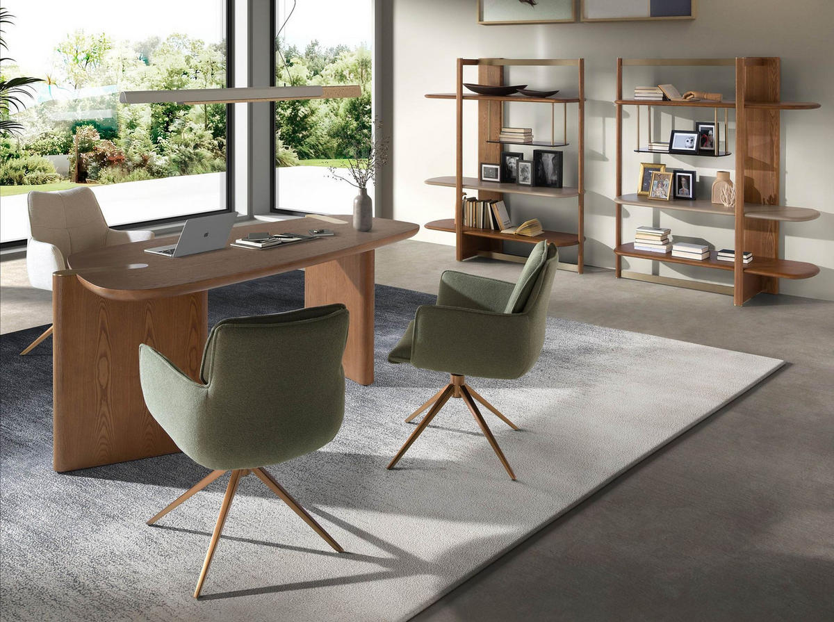 STUHL Drehstuhl aus olivgrünem Stoff 62/75/83 cm - Messingfarben/Olivgrün, Textil/Metall (62/83/75cm) - ANGEL CERDA