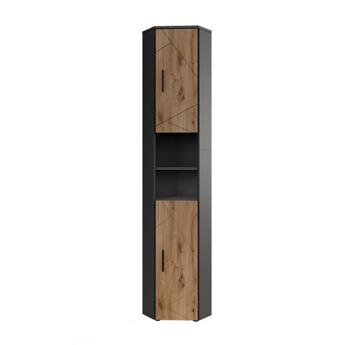 HOCHSCHRANK Irma Anthrazit/Artisan 33 x 192 cm mit 2 Türen - Anthrazit/Eiche Artisan, Holzwerkstoff (33/192/33cm) - Vicco