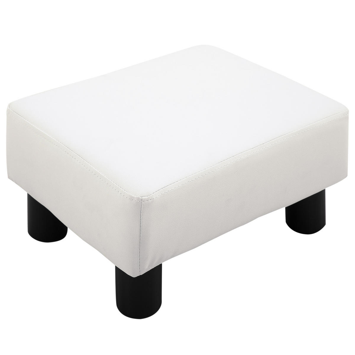 FUSSHOCKER, Beinstütze, Sitzhocker, Weiß - Weiß, Leder (30/24/40cm) - HOMCOM