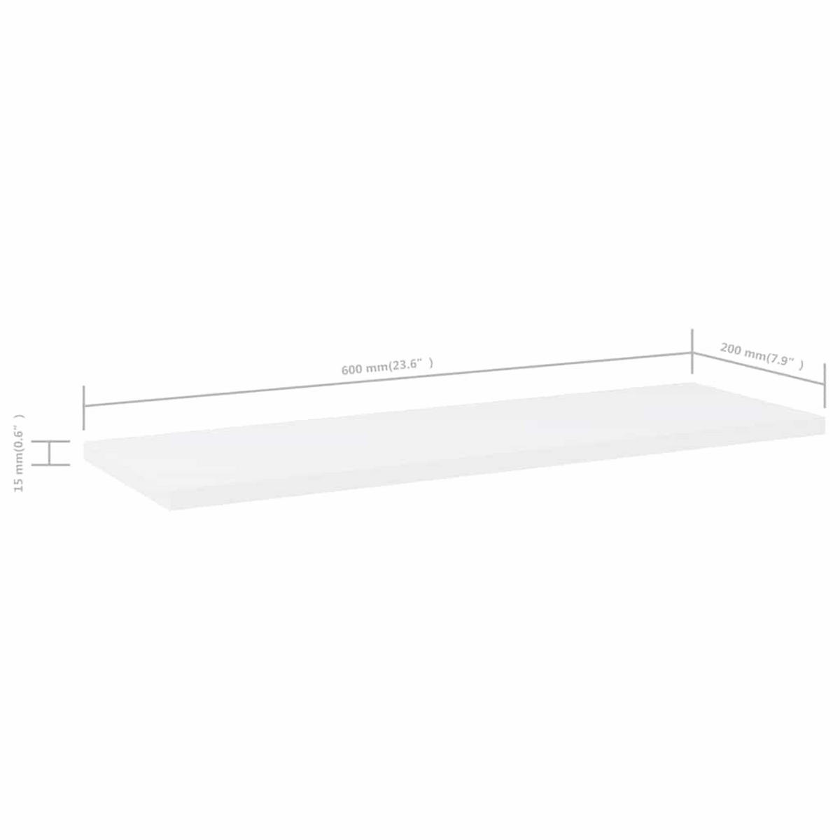 BÜCHERREGAL-BRETTER 4Er Set Weiss 60/20/1,5 Cm Holzwerkstoff - Weiß, Holzwerkstoff (20/1.5/60cm) - vidaXL