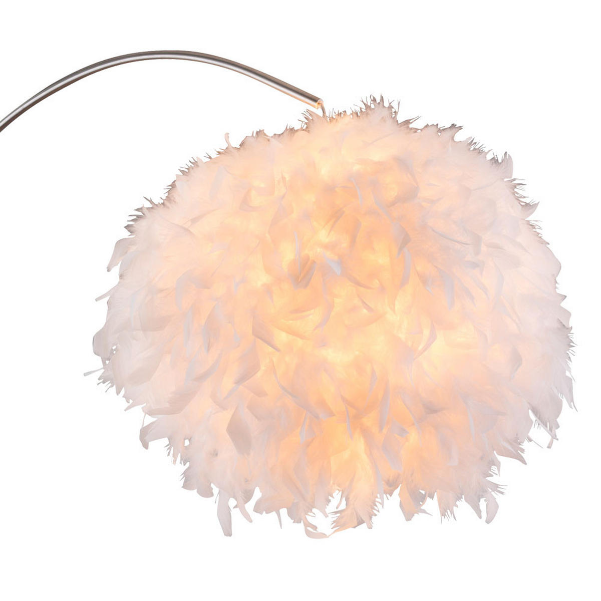 LED STEHLEUCHTE KATUNGA Silber Federschirm - Silberfarben, Metall (96/96/196cm) - Globo Lighting