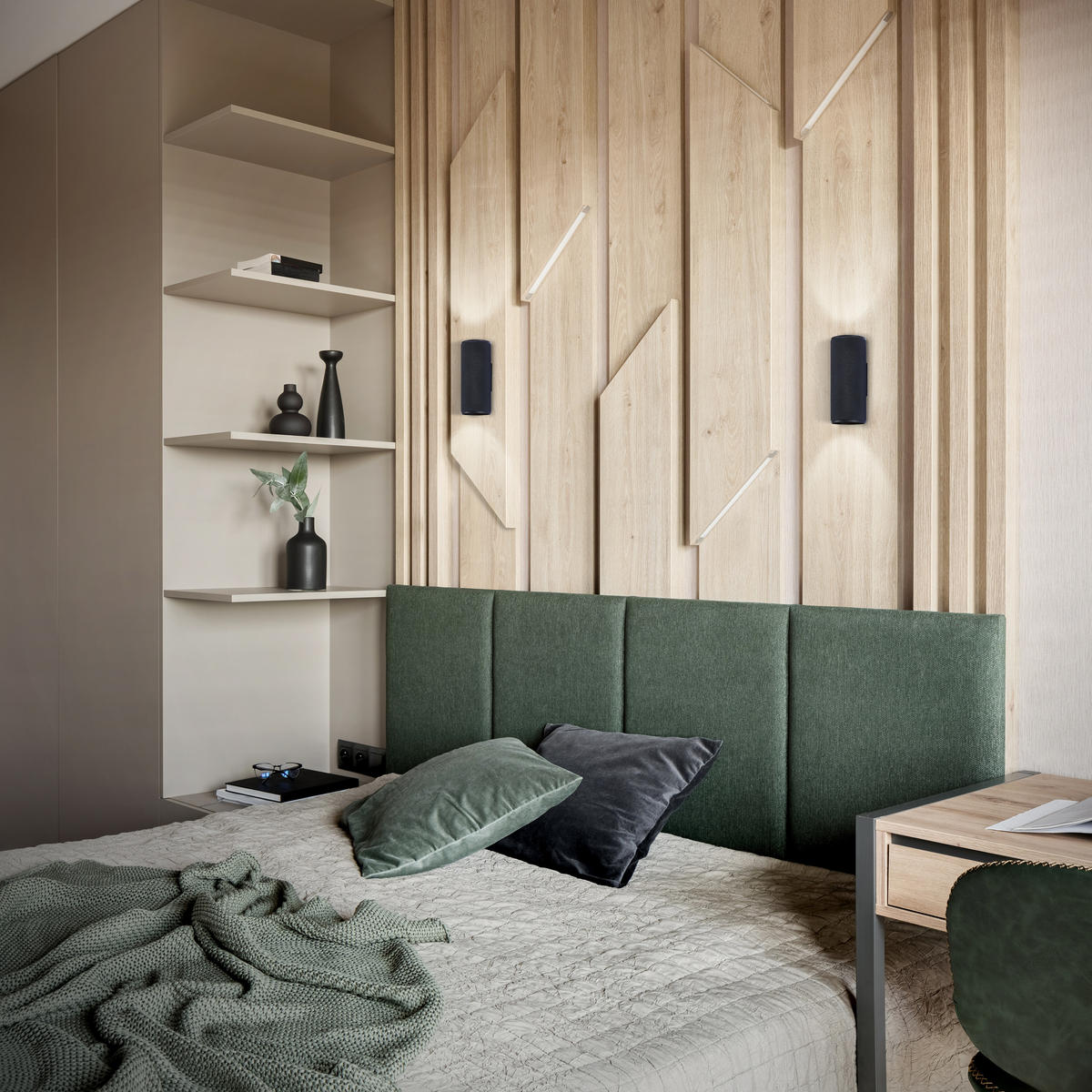 WANDLEUCHTE Marty G99206/76 - Schwarz, Holz (6.5/15.5/6.5cm) - Brilliant