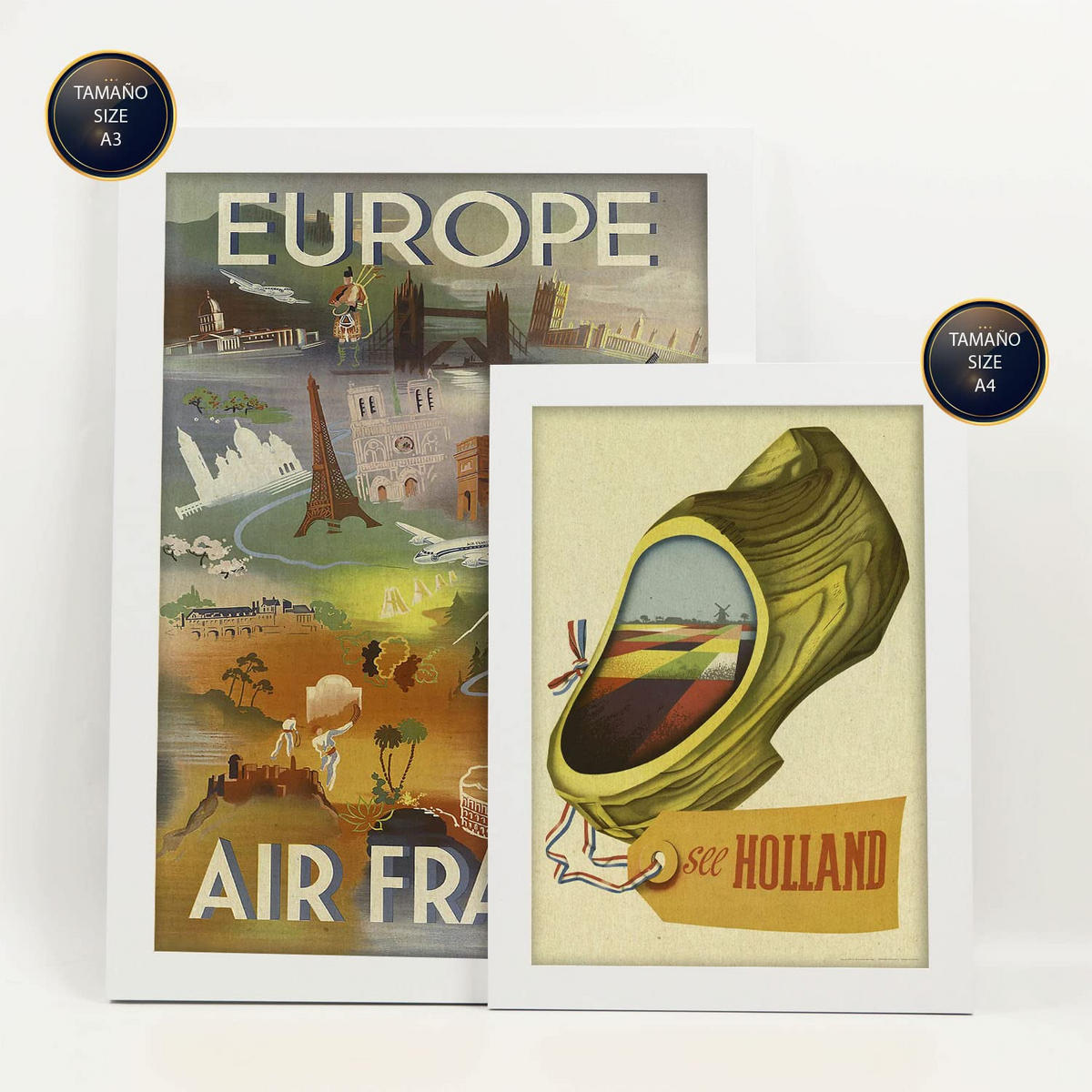 POSTER Set Mit 6 Europäische Länder Größe A3 & A4 Weißer Rahmen - Weiß, Papier (29.7/1cm) - Nacnic