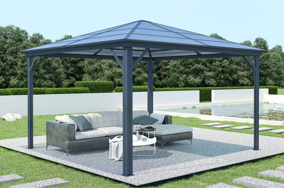 PAVILLON Grace Anthrazitgrau 3,5m x 3,5m - Grau, Metall (360/262/360cm) - Cazeboo