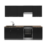 KÜCHENZEILE Fame-Line, Schwarz gestreift/Anthrazit, 240 cm, AP Eiche - Anthrazit/Schwarz, Holzwerkstoff (240/81.6/60cm) - Vicco