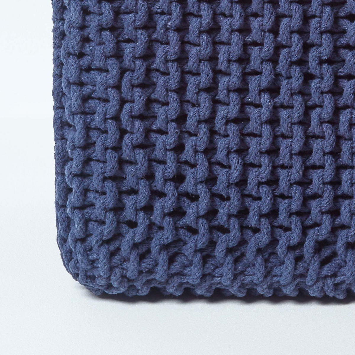STRICK-POUF dunkelblau, Sitzwürfel 35/35/35 cm - Dunkelblau, Textil (35/35/35cm) - Homescapes