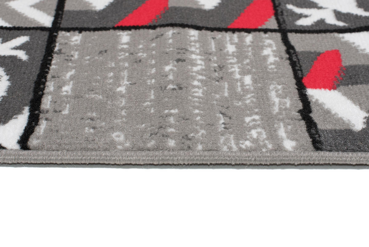 TEPPICH MAYA Rot Mosaik Karo Floral 250/300 cm - Rot, Textil (250/300cm) - Tapiso