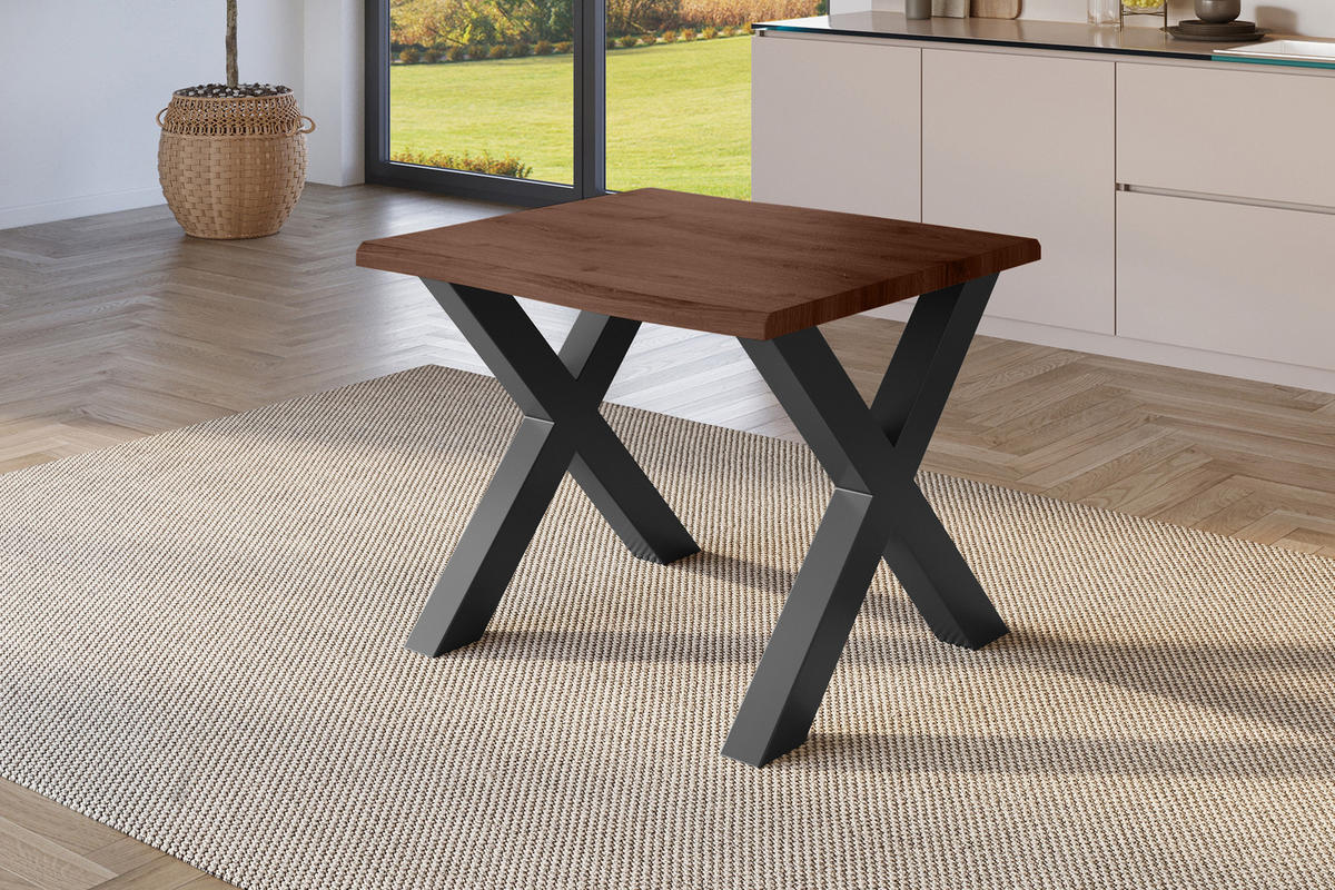 ESSTISCH JULIUS X - Nussbaumfarben/Schwarz, Holz (80/80/77cm) - SAM