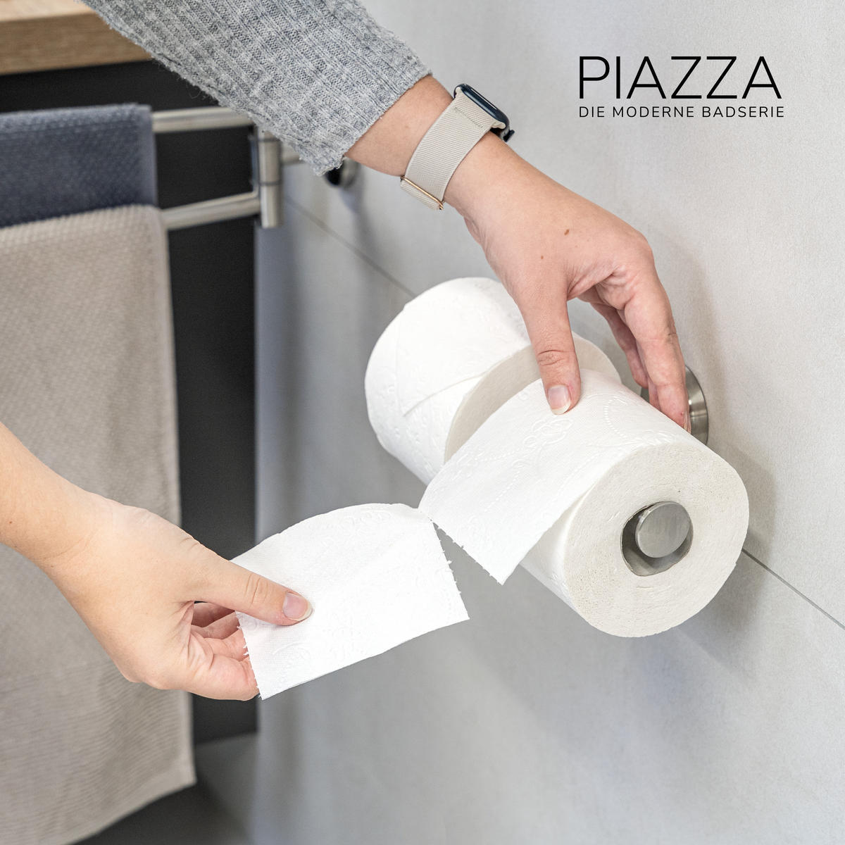 TOILETTENPAPIERHALTER PIAZZA, Edelstahl - Edelstahlfarben, Metall (24/6/10cm) - bremermann