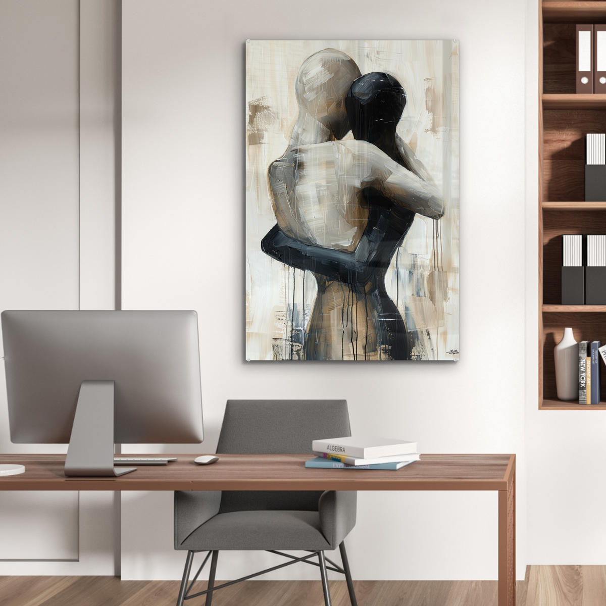 ACRYLGLASBILD Abstrakt - Liebe - Schwarz und weiß - Modern 60x90 cm - Schwarz, Glas (60/90cm) - MuchoWow