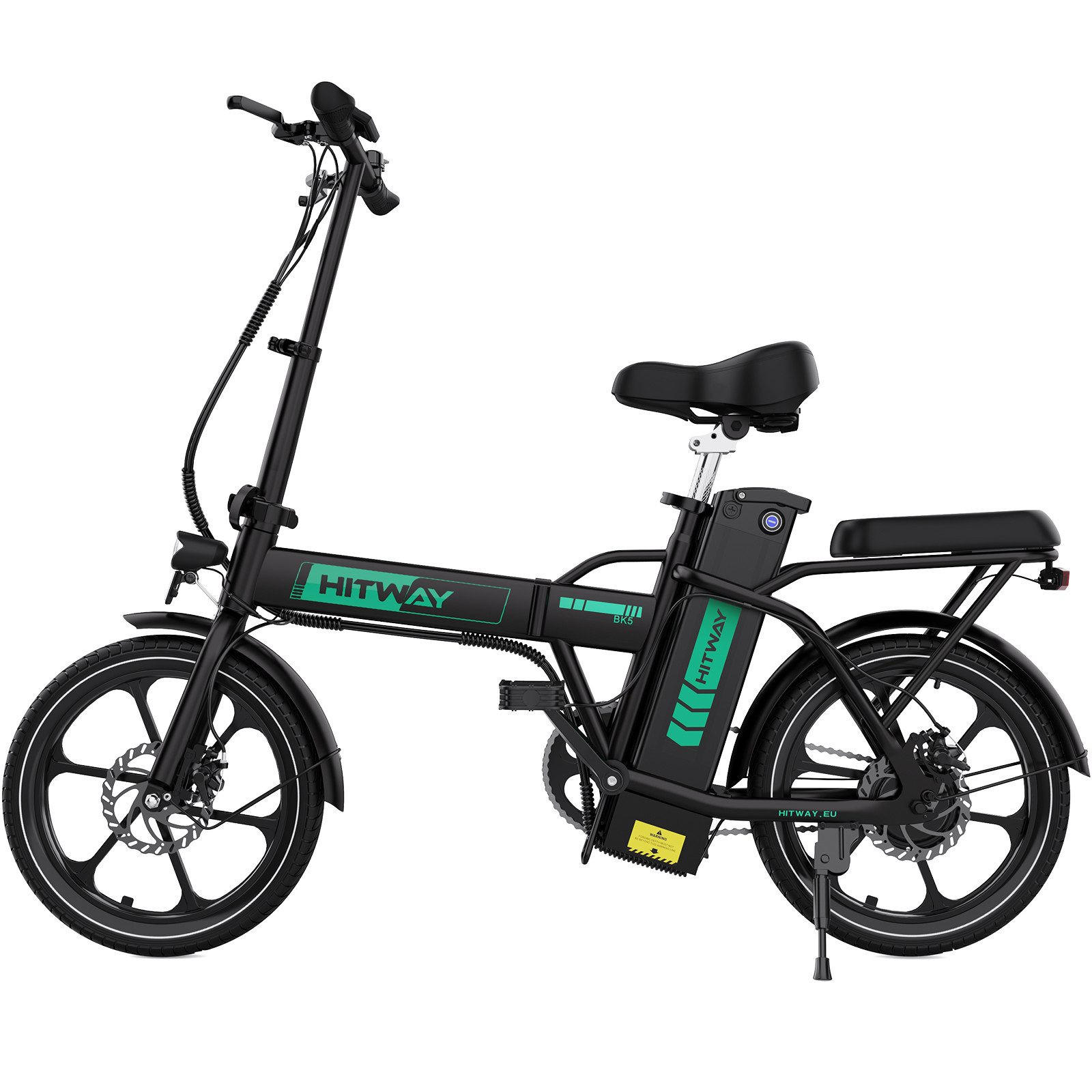 E BIKE Klapprad BK5S Leicht & Kompakt für Stadt & Bahn - 85% vormontiert mit 36Vh/10,4Ah abnehmbarer Akku - Schwarz, Metall (37cm) - HITWAY