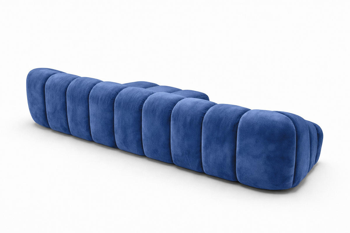 ECKSOFA Modulare L-Form, Veloursstoff Bluvel, Tintenblau, Rechts, CROISSANT XL - Blau, Holz (340/190cm) - Kaiser Möbel