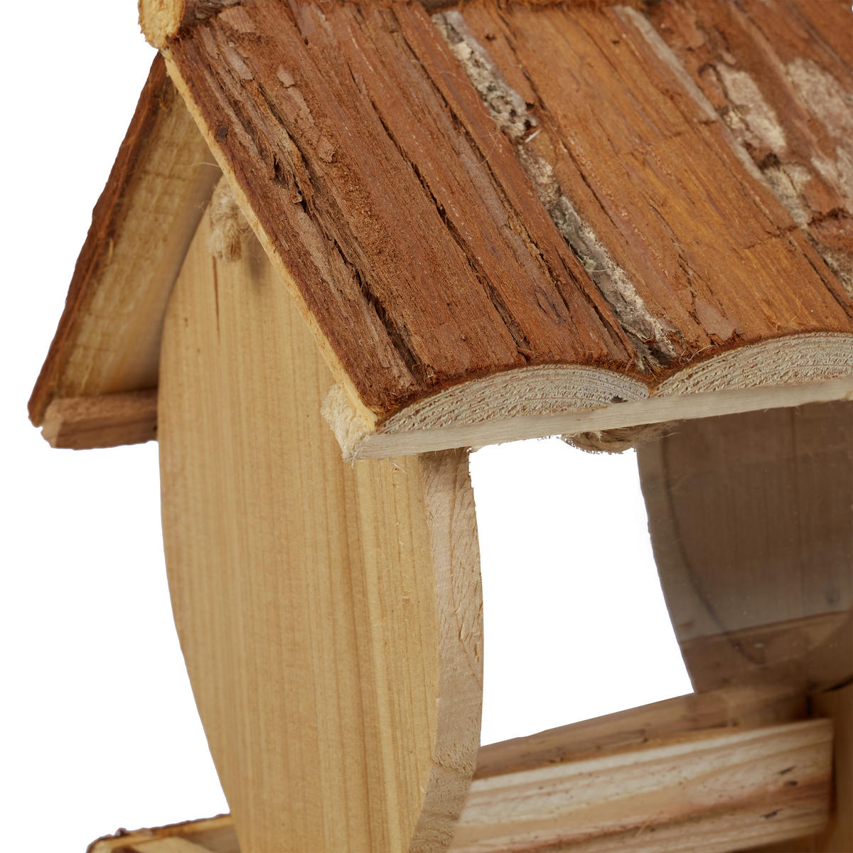 VOGELFUTTERHAUS - Hellbraun, Holz/Kunststoff (15.5/20/13cm) - Relaxdays