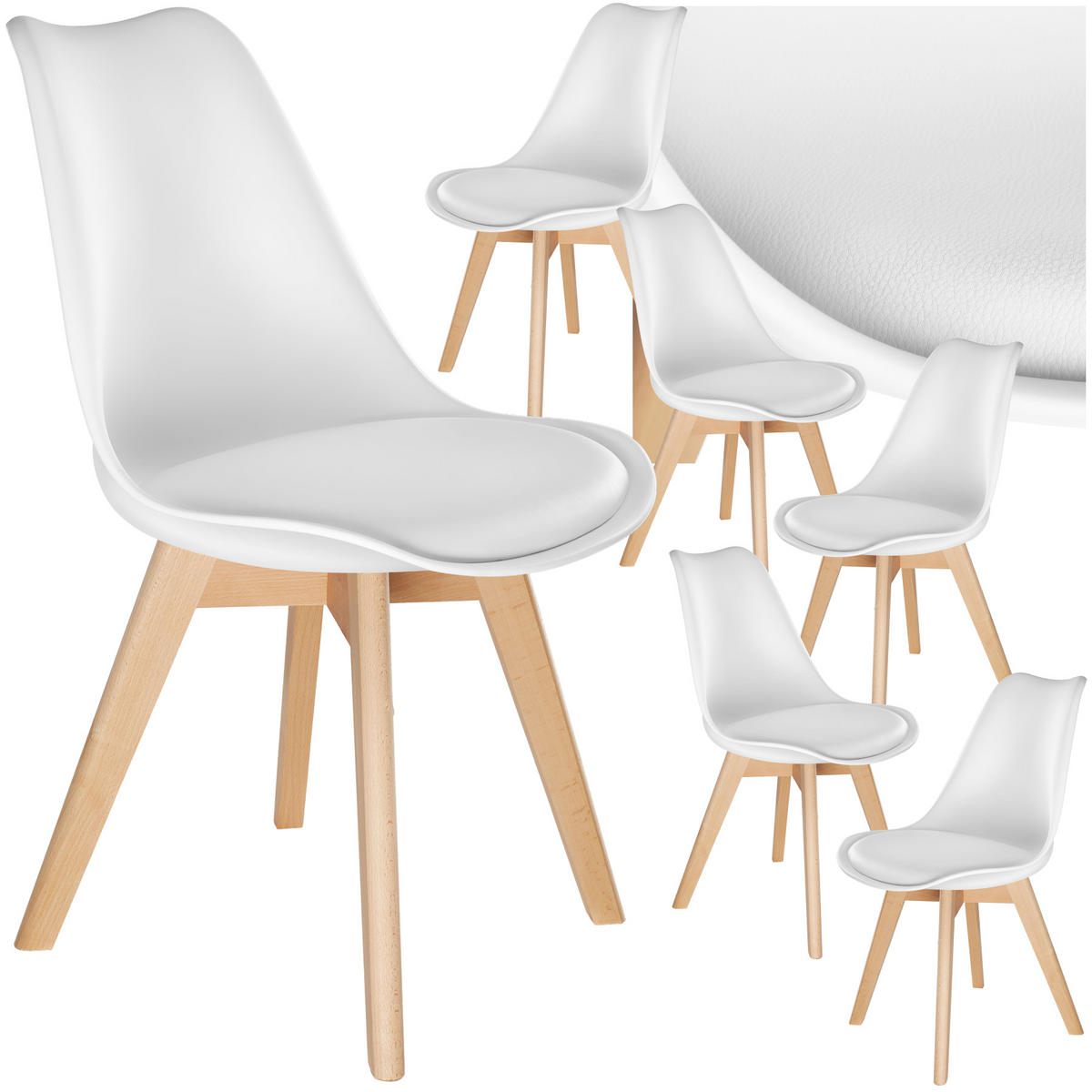 ESSZIMMERSTUHL 6er Set Friederike 49 x 56 x 82,5 cm weiß - Weiß, Textil (49/82.5/56cm) - tectake