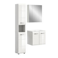 BADEZIMMER 3 tlg. Alba Bad in weiß und weiß hochglanz B/H/T: 105x185x46 cm - Weiß, Holz (105/185/46cm)