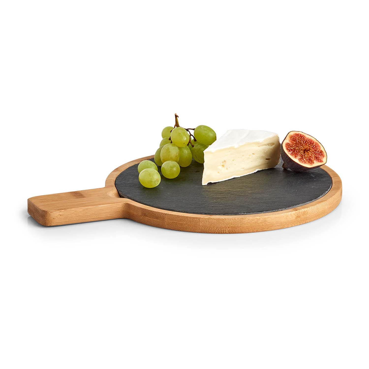 SERVIERPLATTEN, 6 Stück, Schiefer mit Bambusbrett - 29,5 x 22cm - Schwarz, Stein (19/1.5/40cm) - Zeller Present