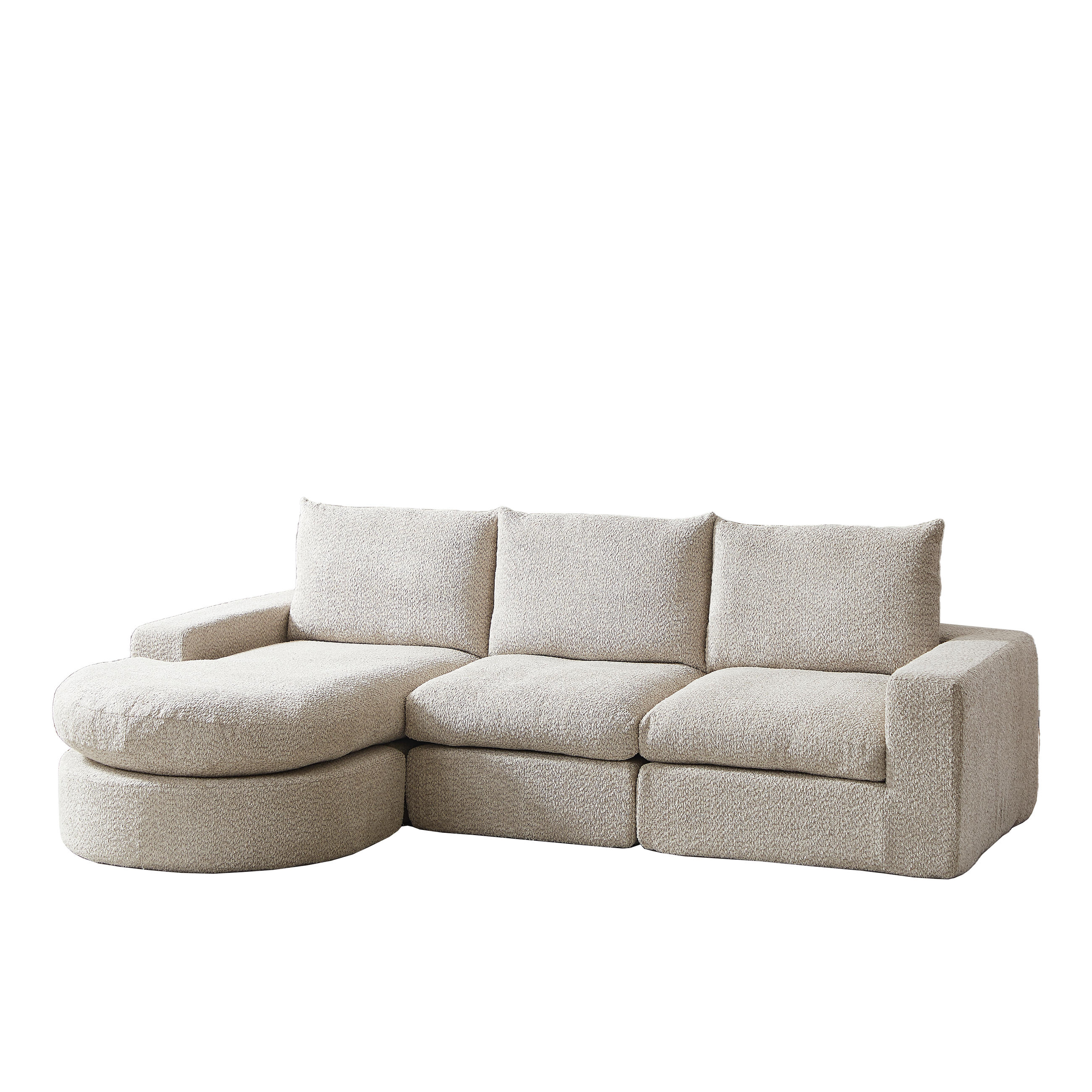 ECKSOFA Chenille Beige mit Kissen - Beige, Textil/Metall (251/160cm) - WISHDOR