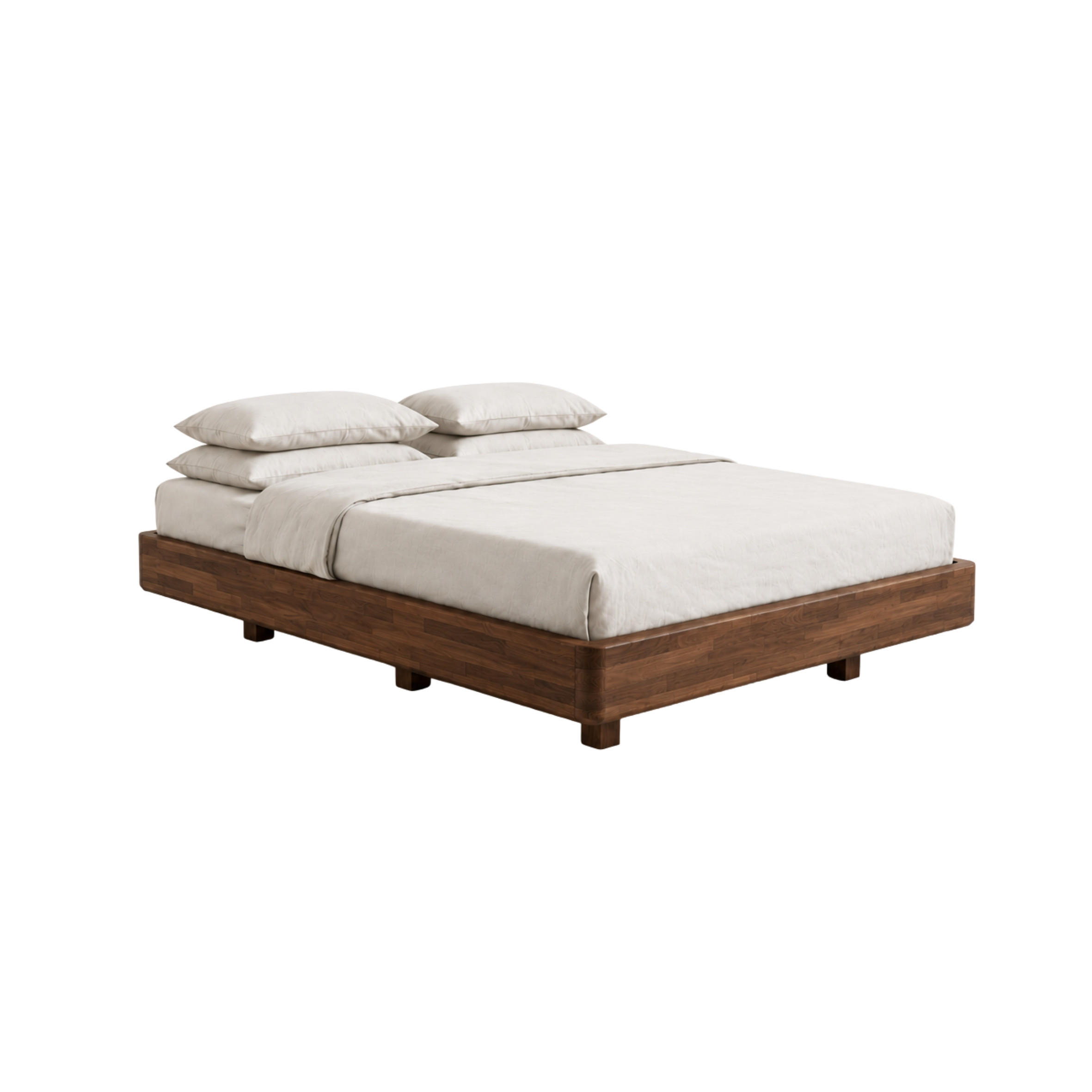 MASSIVHOLZBETT Lena Flat, 140/200, Buche - lackiert, Nussbaumfarbe - Walnussfarben, Holz/Buchenholz (140/200cm) - Visby