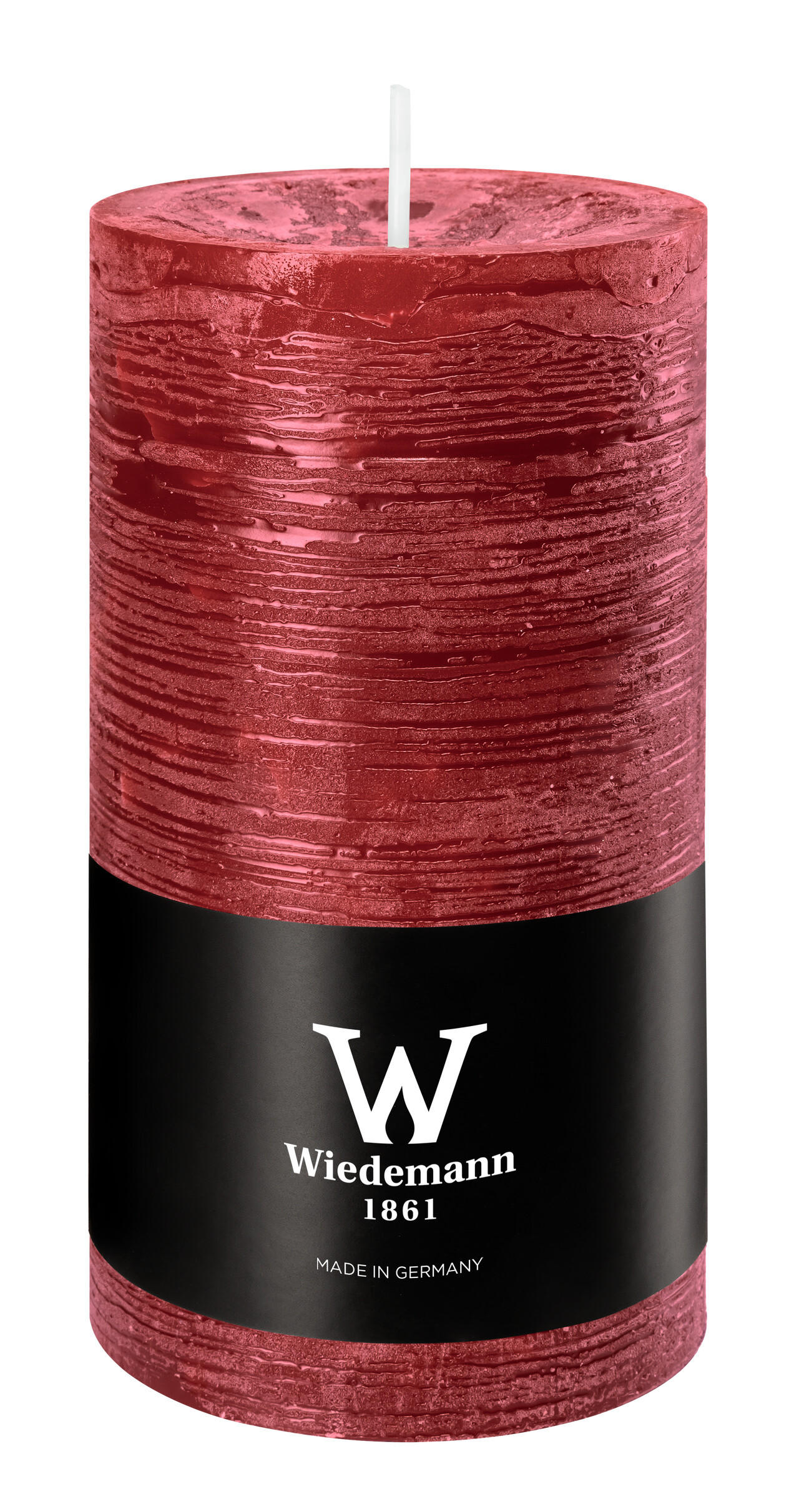 STUMPENKERZE Rustik Marble Style Bordeaux 130 x Ø 68 mm, 1 Stück - Bordeaux, Paraffin (7/13cm) - Wiedemann Kerzen