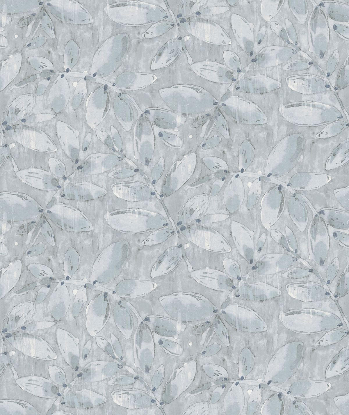 TAPETE gezeichnete Blätter 53 cm x 10,05 m - Blau, Papier (53/1000cm) - Sanders & Sanders