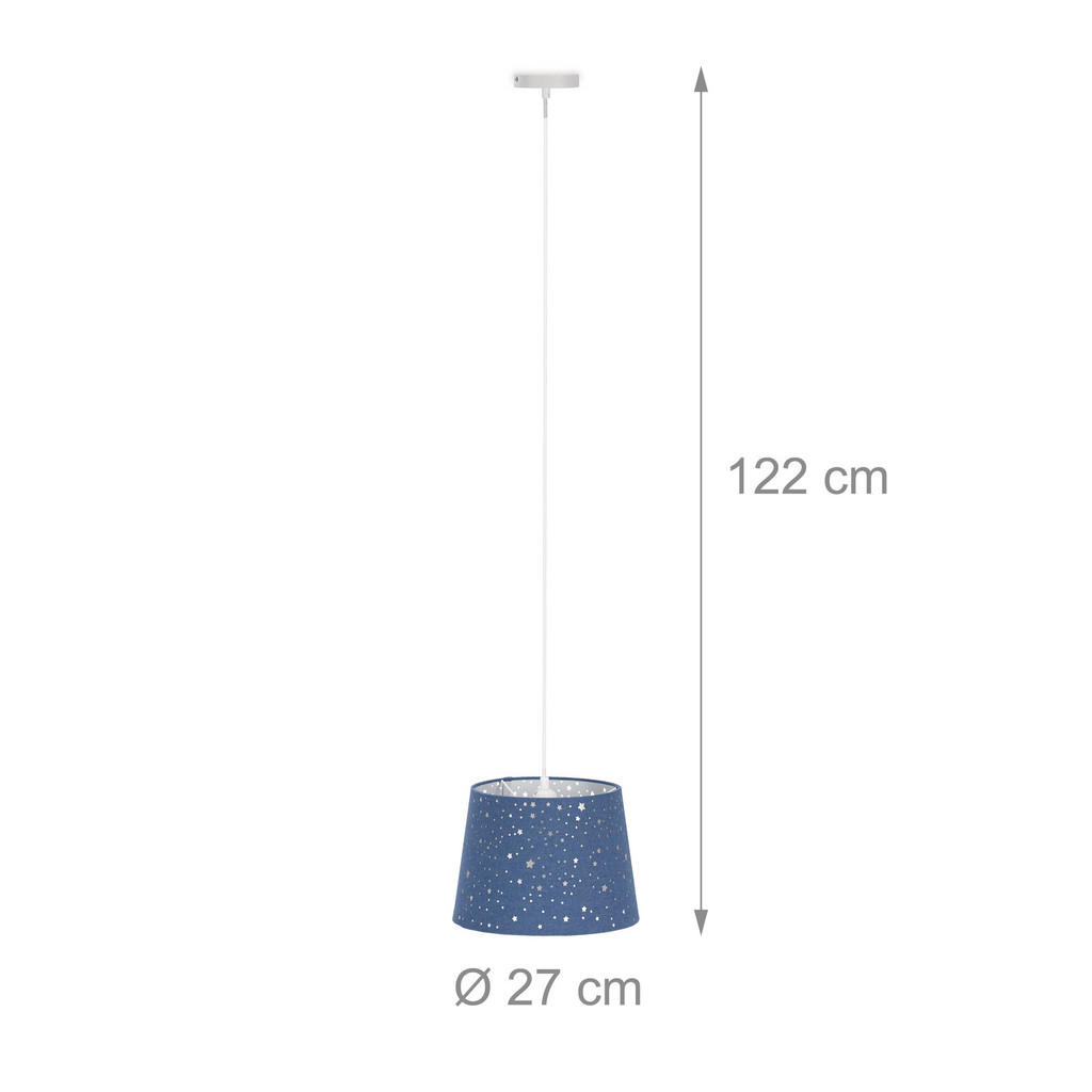 Thumbnail - Relaxdays Kinderzimmerlampe, Dunkelblau, Metall, Textil, Kunststoff, E27, 27x122x27 cm, Lampen & Leuchten, Innenbeleucht...