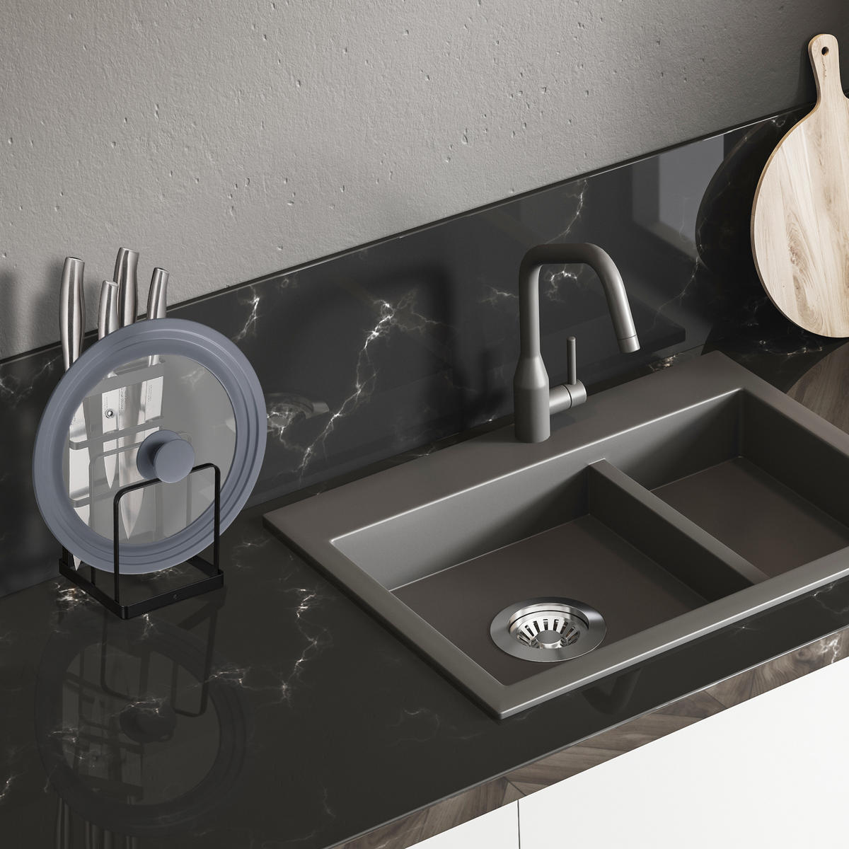 SCHNEIDEBRETTHALTER - Schwarz, Metall (12/21.5/14cm) - Relaxdays