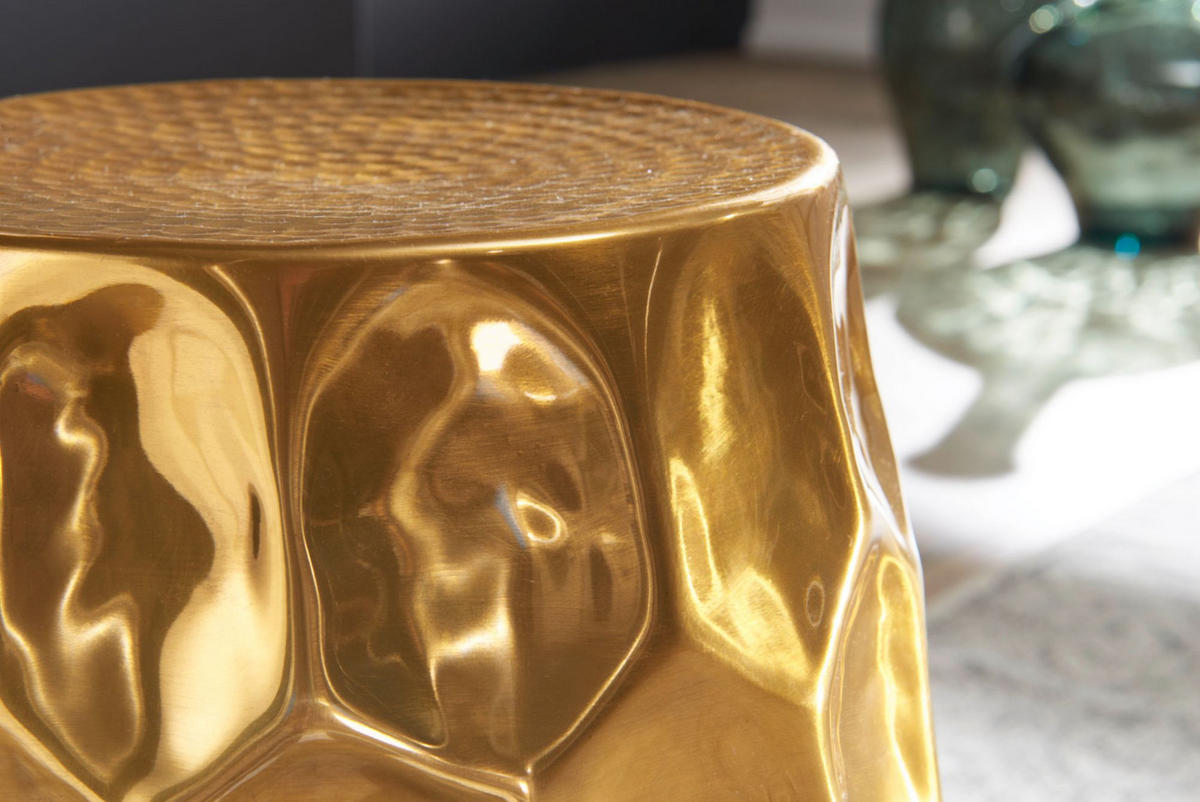 BEISTELLTISCH Aluminium Hammerschlag Pflegeleicht ENNS, Gold 30x30x47 cm - Goldfarben, Metall (30/30/47cm) - KADIMA DESIGN