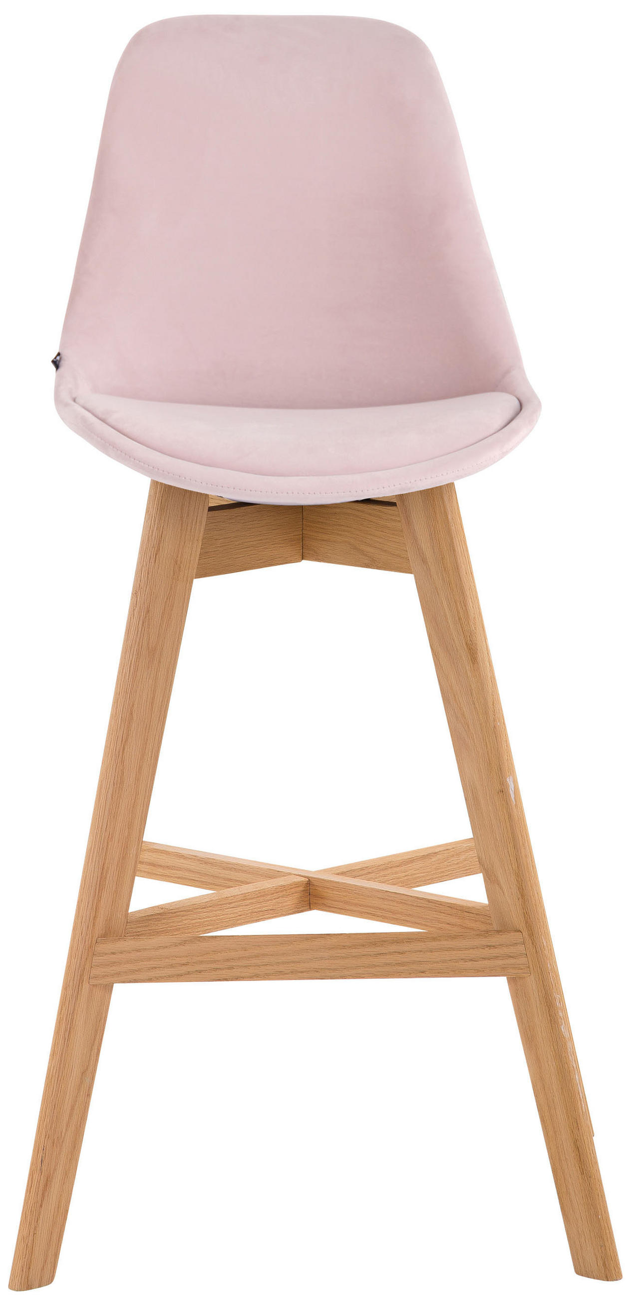 BARHOCKER Samt pink - Pink/Eukalyptusholzfarben, Holz/Textil (48/112/56cm) - CLP