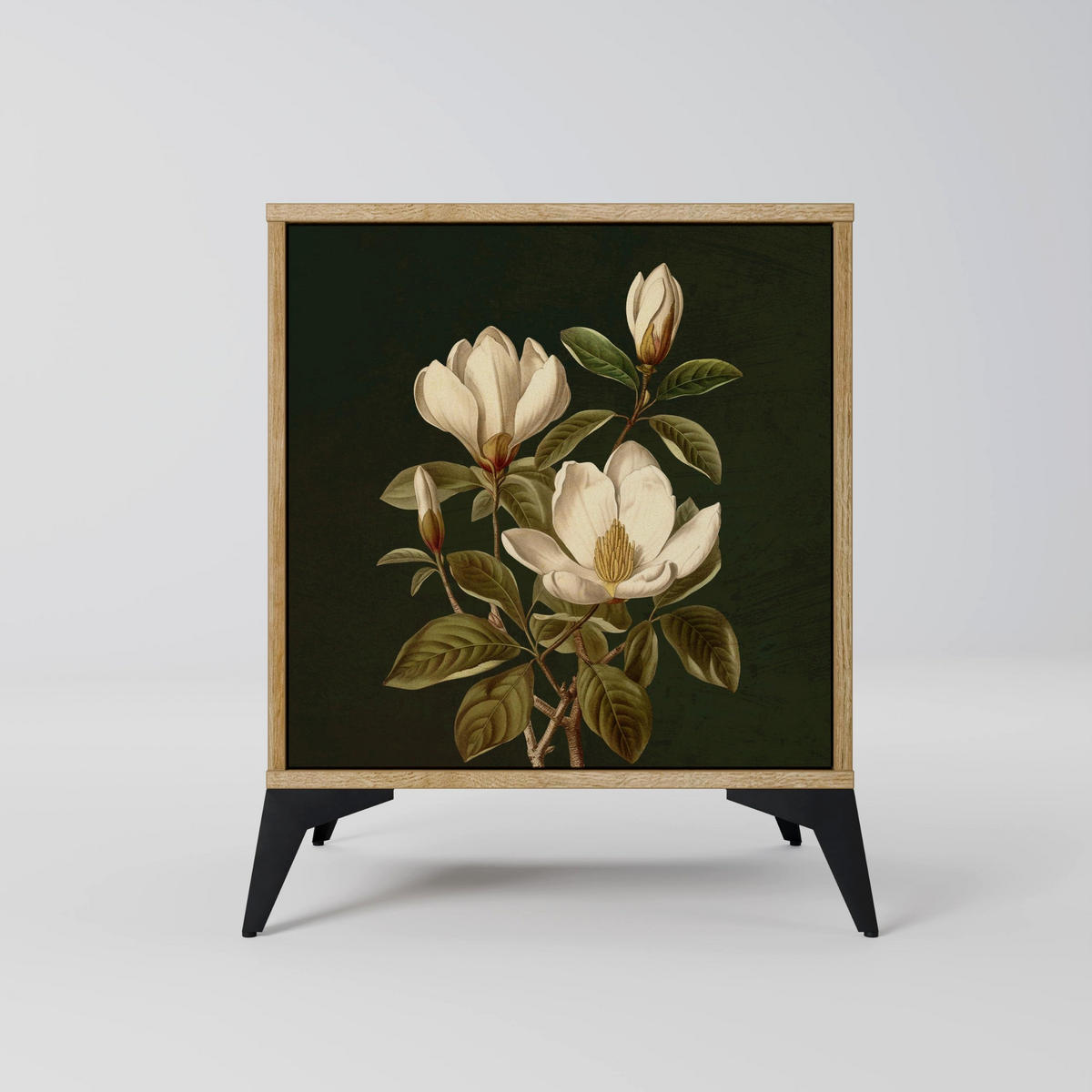 SIDEBOARD FLORAL NOIR, Eichefarben, 57,5x42x57,5 cm, Ohne Füße - Eichefarben/Multicolor, Holzwerkstoff (57.5/57.5/42cm) - SpaceRebels