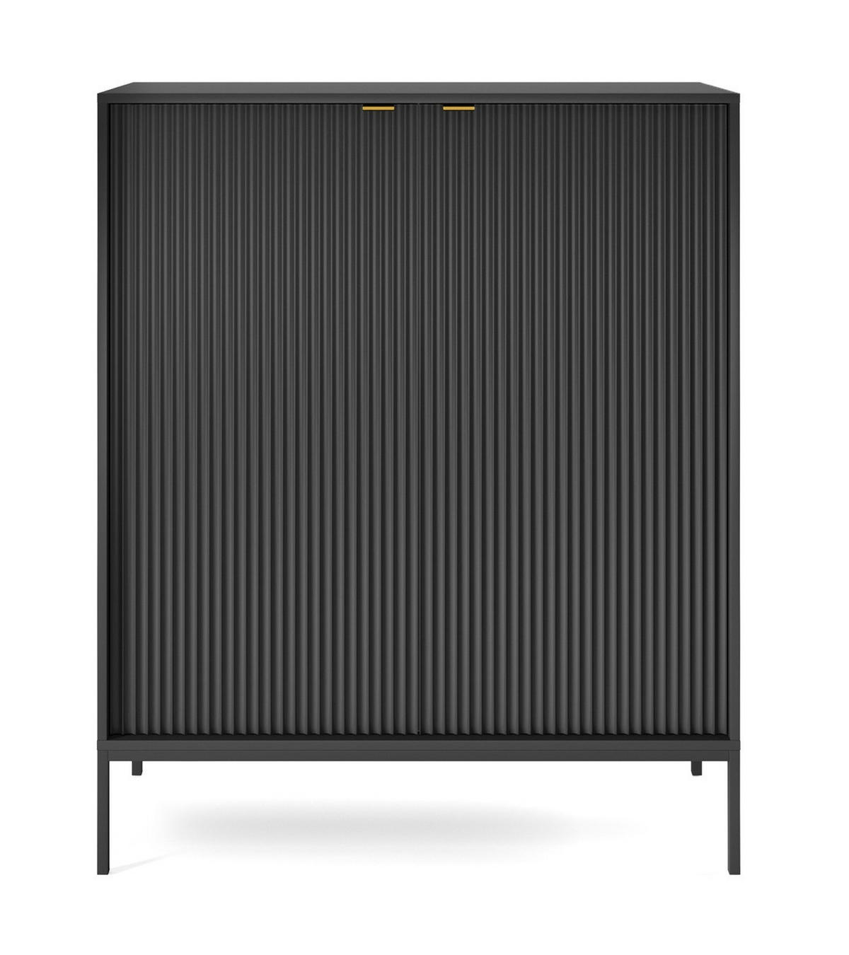 SIDEBOARD 104 cm Galla, 2 Türen, Schwarz - Schwarz, Holz/Metall (104/125/39cm) - Emporius