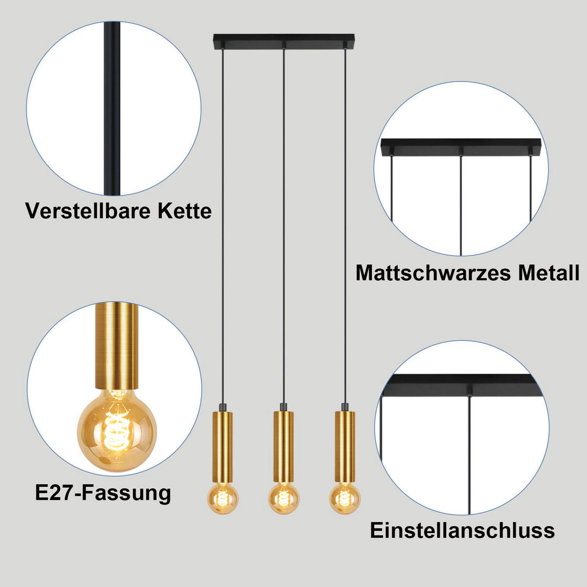 KRONLEUCHTER Sonnlichtar 46.0/139.69/42.0 cm - Schwarz, Metall (42/46/139.69cm) - ZMH