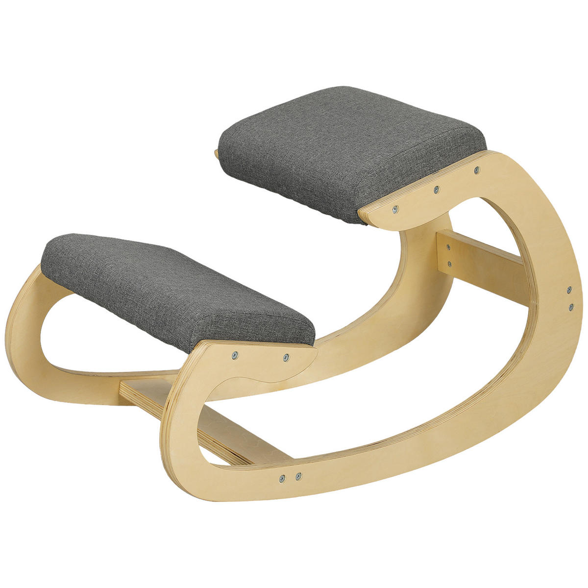 KNIEHOCKER ergonomisch schaukelnd für Homeoffice zur Haltungsverbesserung Grau - Grau, Holz (85/55/55cm)